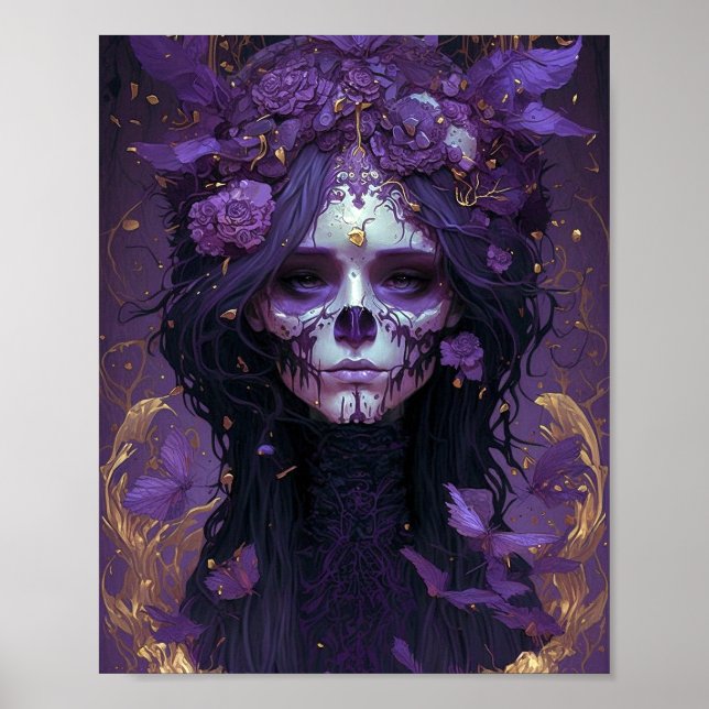 Goth Skull Woman Dark Fantasy Art Poster (Vorne)
