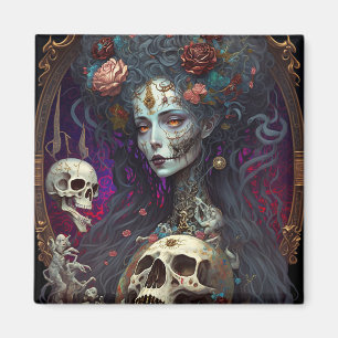 Goth Skull Zombie Woman Gothic Magnet
