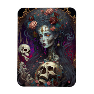 Goth Skull Zombie Woman Gothic Magnet
