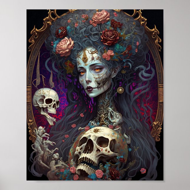 Goth Skull Zombie Woman Gothic Poster (Vorne)