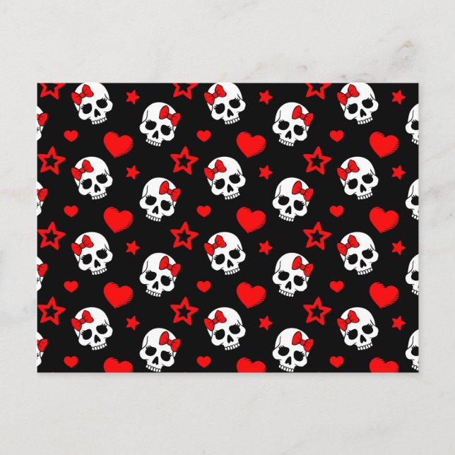 Goth Skulls & Hearts Postkarte (Vorderseite)