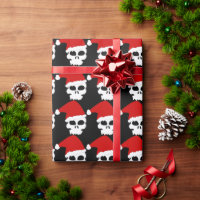 Goth Skulls Tragen Weihnachts-Weihnachtsmannmützen