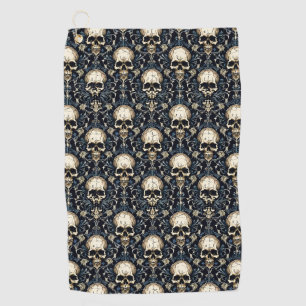 Goth Skulls und Blue Floral Golfhandtuch