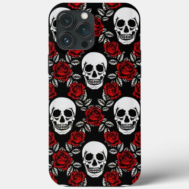 Goth Skulls und Rose Case-Mate iPhone Hülle (Rückseite)