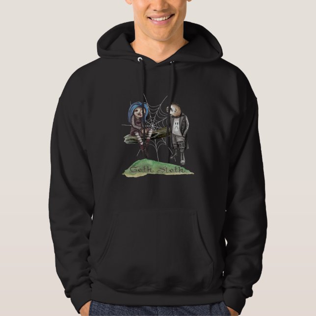 Goth Sloth Couple Watercolor Mysterious Gothic Dar Hoodie (Vorderseite)