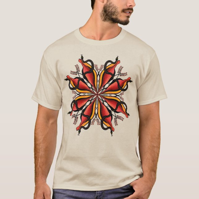 Goth Snakes Flower Tattoo Style T-Shirt (Vorderseite)