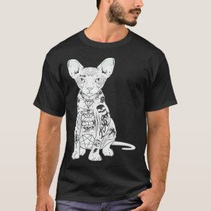 Goth Sphynx haarlose Katze mit Tätowierungen T-Shirt