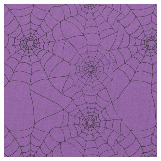 Goth Spider Webs Cobwebs Lila Gemustert Stoff (Nahaufnahme)