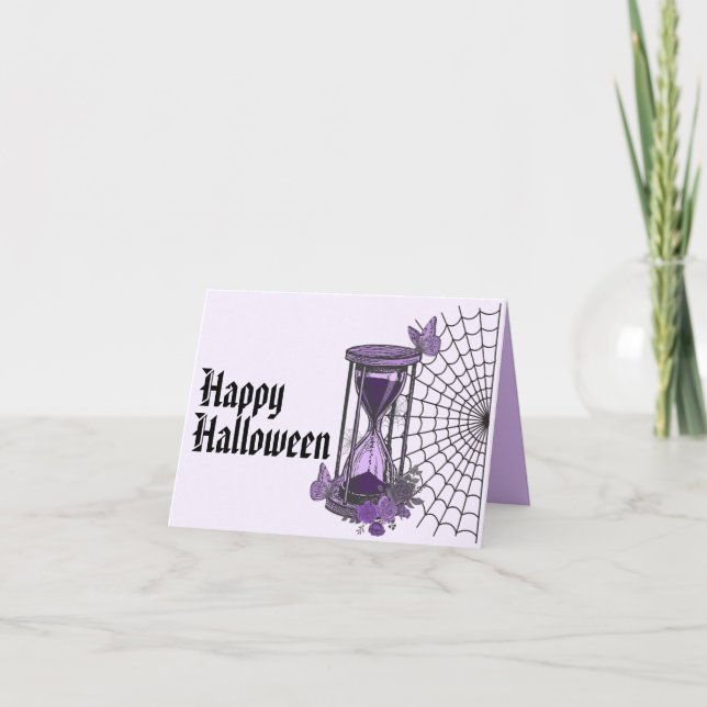 Goth Spiderweb und Hourglass Halloween Karte (Vorderseite)