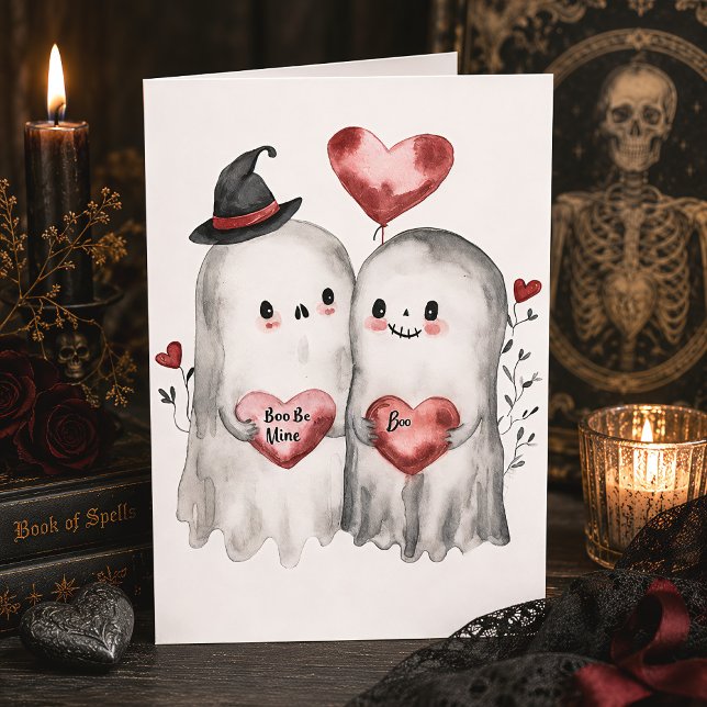 Goth Spooky Valentine Gespenster mit Herz Karte (Von Creator hochgeladen)