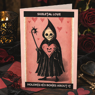 Goth Spooky Valentine Grim Sensenmann mit Herz Feiertagskarte