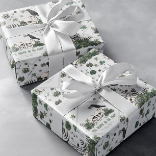Goth St. Patricks Day Florale Schädel Irische Hoch Geschenkpapier