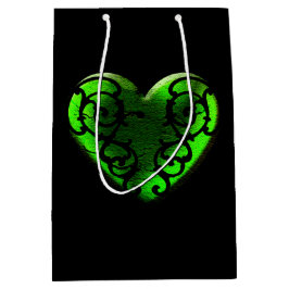 Goth St. Patrick's Day Green Heart Geschenktasche Mittlere Geschenktüte