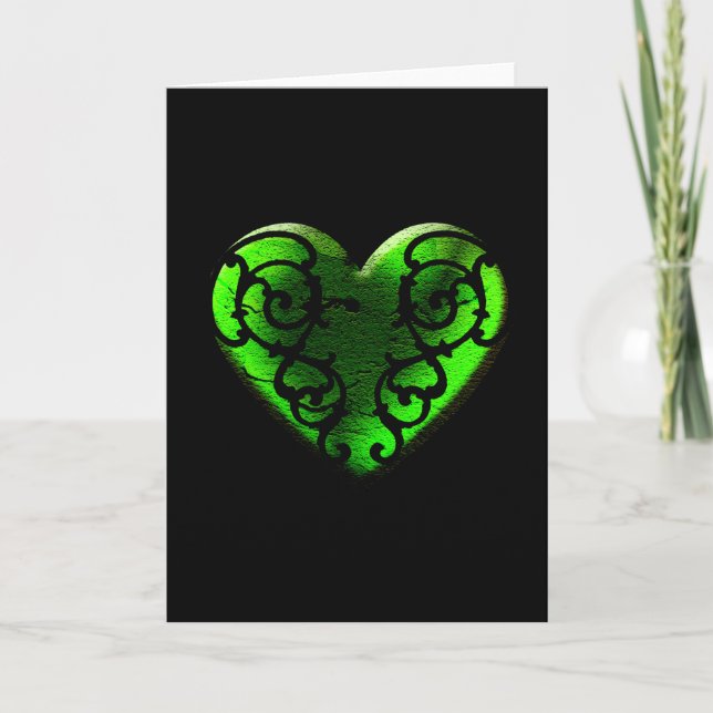 Goth St. Patrick's Day Green Heart Karte (Vorderseite)