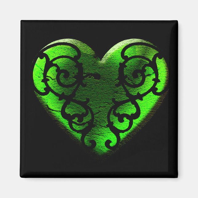 Goth St. Patrick's Day Green Heart Magnet (Vorne)