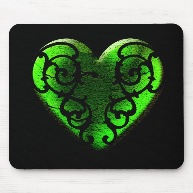 Goth St. Patrick's Day Green Heart Mousepad (Vorne)
