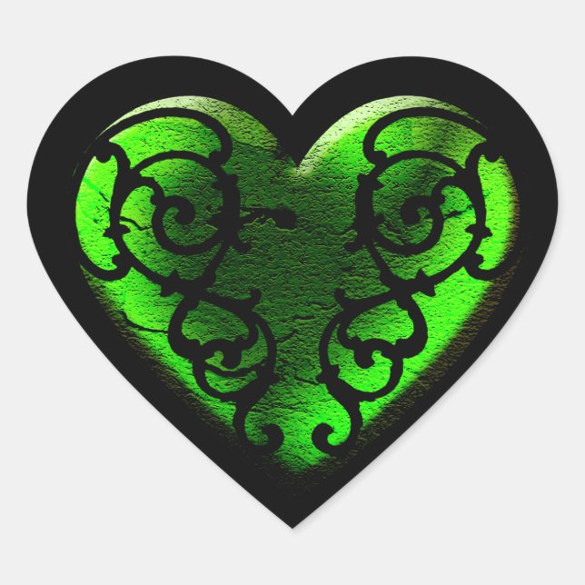 Goth St. Patrick's Day Green Heart Sticker (Vorderseite)