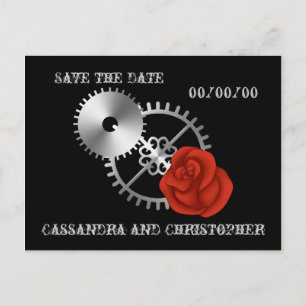 Goth Steampunk viktorianische Rose Save the Date Ankündigungspostkarte