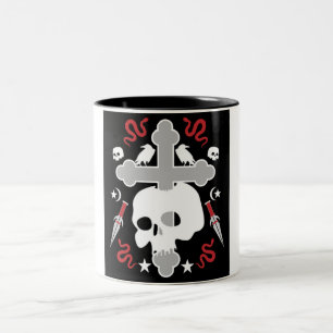 Goth Subkultur Skull und Cross Zweifarbige Tasse