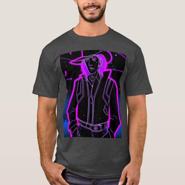 Goth Synthwave Outrun Goth Cowboy Mädchen T-Shirt (Vorderseite)