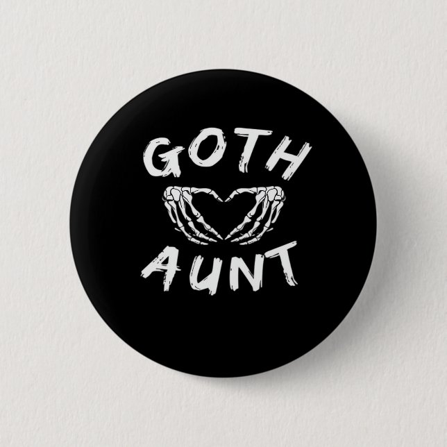 Goth Tante Funny Emo Tante Punk Niedlich Skelettha Button (Vorderseite)
