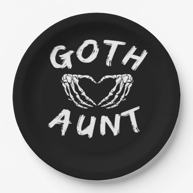 Goth Tante Funny Emo Tante Punk Niedlich Skelettha Pappteller (Vorderseite)