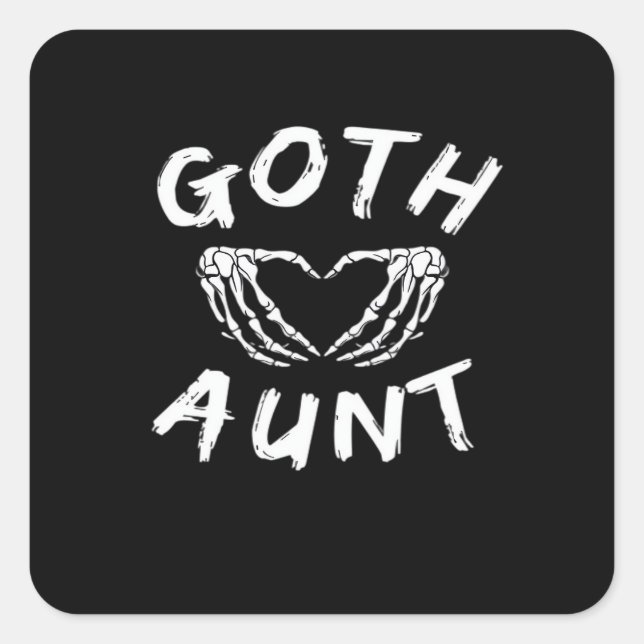 Goth Tante Funny Emo Tante Punk Niedlich Skelettha Quadratischer Aufkleber (Vorderseite)