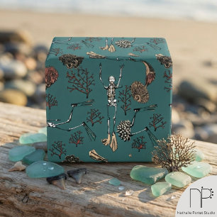 Goth Teal Skelett-Taucher und Koralle Geschenkpapier