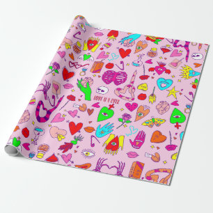 Goth valentin grauenhafter Schädel menschliche Her Geschenkpapier