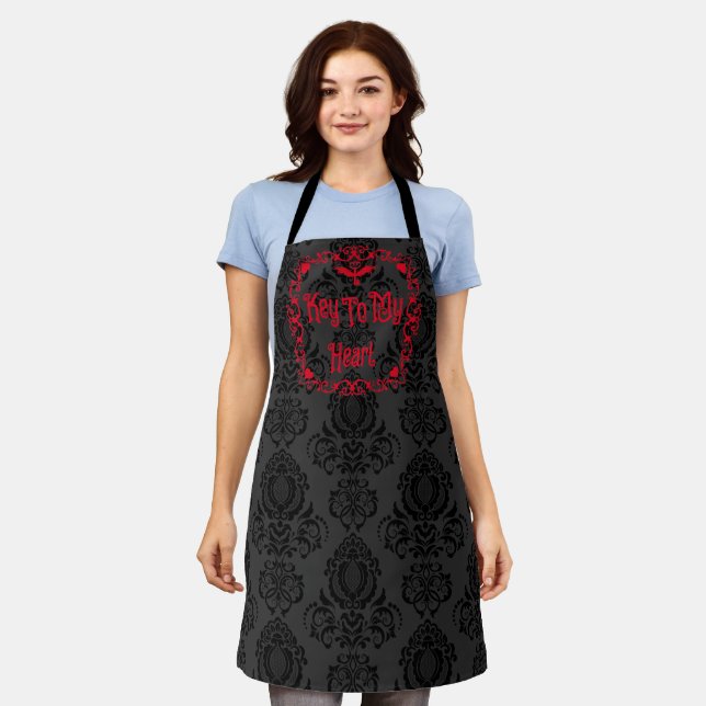 Goth Valentine Key für mein Herz rot Schürze (Getragen)