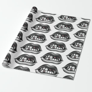 Goth Vampire Mouth mit Fanggeräten und bösen Kreat Geschenkpapier