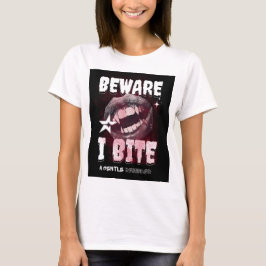 Goth Vampire T-Shirt BEWARE I BITE | Spooky Fangs