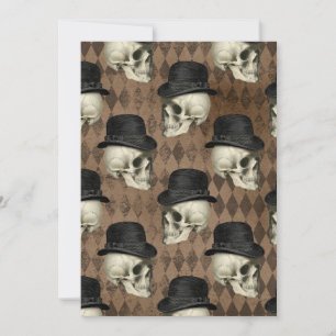 Goth Viktorianisch Skulls Vintag Hat Dark Rhombus Dankeskarte