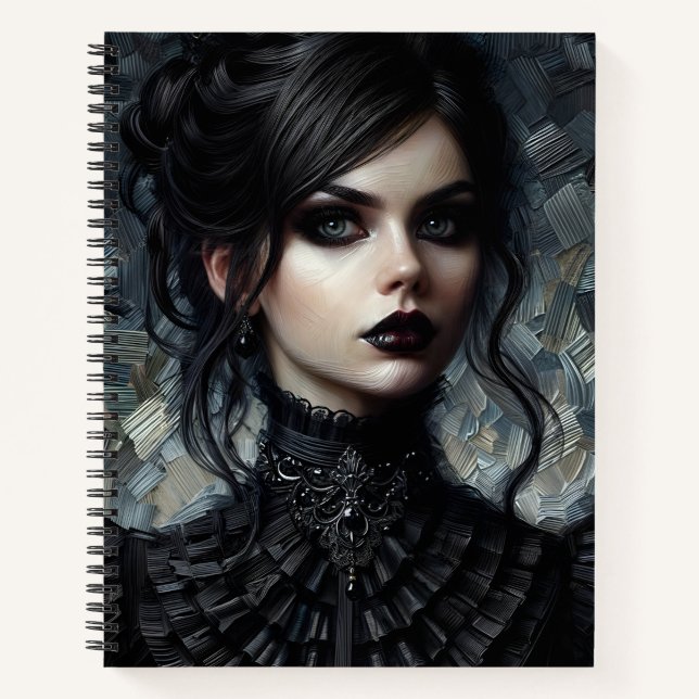 Goth Viktorianisch Woman Portrait Notizbuch (Vorderseite)