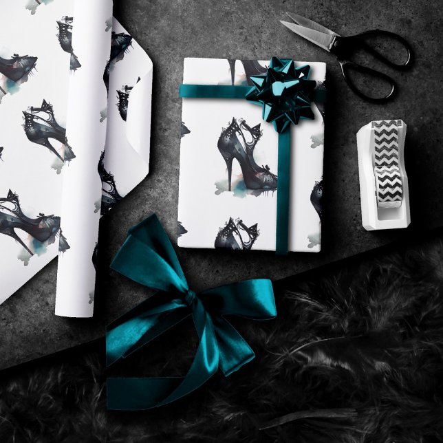 Goth Vogue | Aquamariner Splash und Stiletto High  Geschenkpapier (Von Creator hochgeladen)