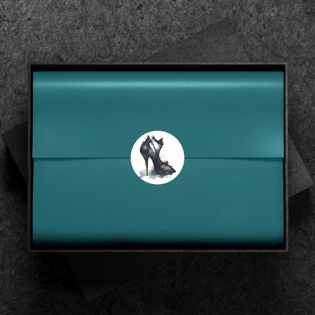 Goth Vogue | Aquamariner Splash und Stiletto High  Runder Aufkleber (Von Creator hochgeladen)