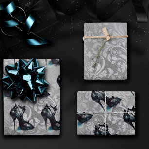 Goth Vogue Grunge   Aquamarine Splash Stiletto Hig Geschenkpapier Set