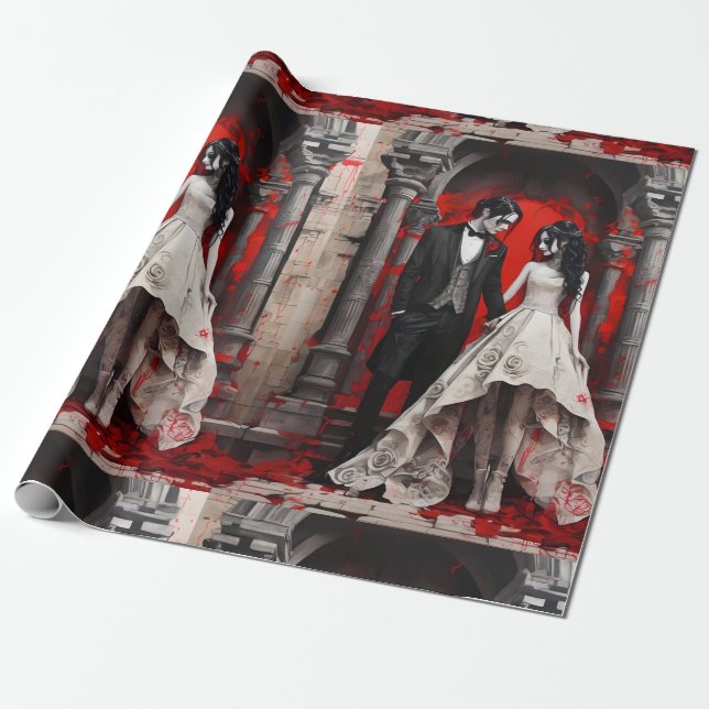 Goth Wedding Couple Geschenkpapier (Ungerollt)