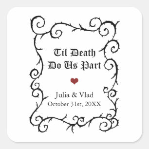 Goth Wedding Gefallen Individualisierbares Gothic  Quadratischer Aufkleber
