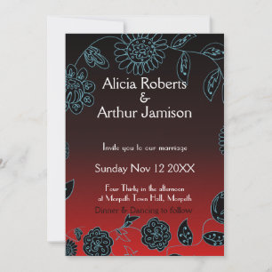 Goth wedding Gothic Red Black Grunge Halloween Einladung