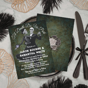Goth Wedding Skeletons Tanzen & Blume Elegante Einladung