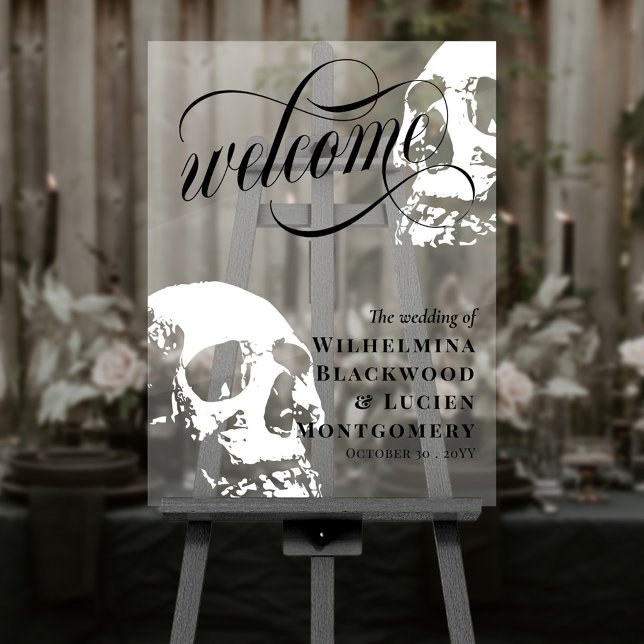 Goth Wedding Willkommen bei White Skulls Halloween Acrylschild (Von Creator hochgeladen)