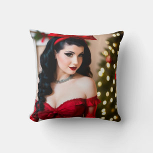 Goth-Weihnachtsmädchen Holly Weihnachtsbaumanhänge Kissen
