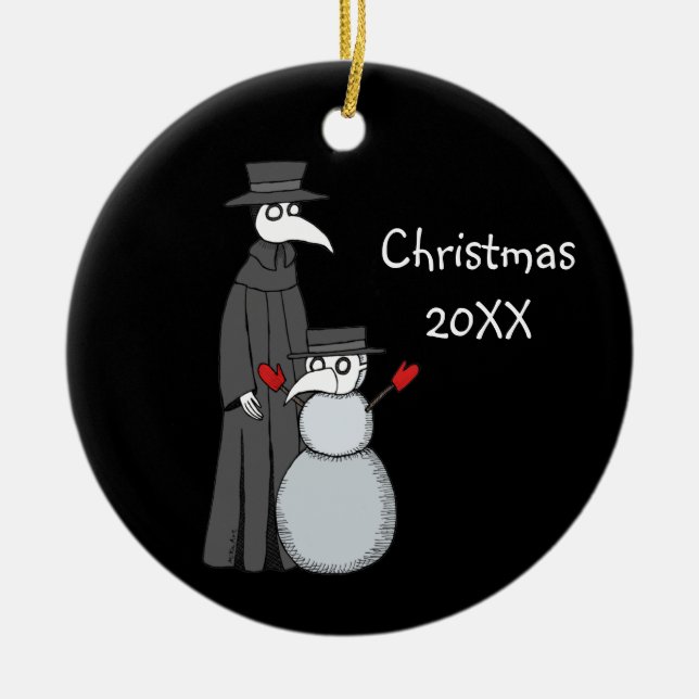 Goth Weihnachtsschmuck Pest Doktor Snowman (Vorne)