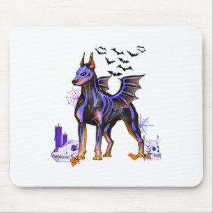 Goth Winged Doberman Dog Skulls T and Candles Hall Mousepad