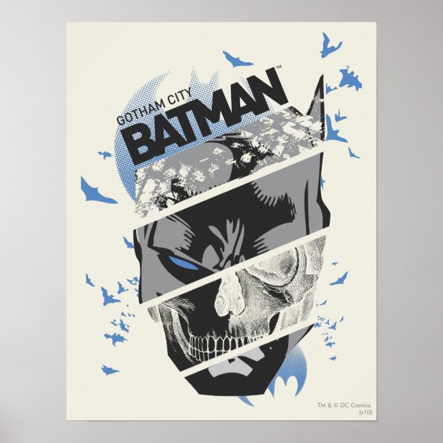 Gotham City Batman Skull Collage Poster (Vorne)