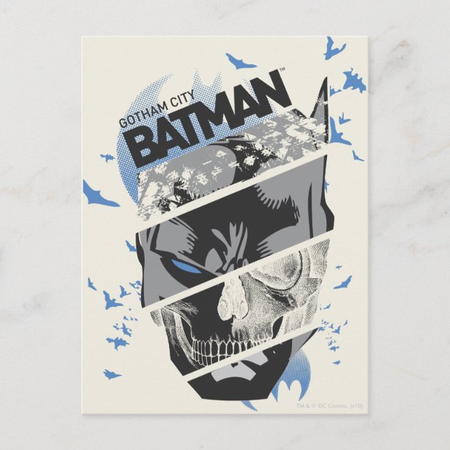Gotham City Batman Skull Collage Postkarte (Vorderseite)