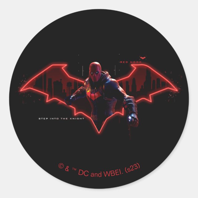 Gotham Knights Red Hood in Logo Runder Aufkleber (Vorderseite)