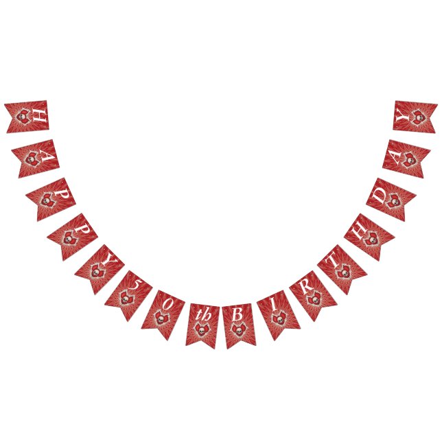 Gothday Skull Knochen Rotes Herz auf Spiralen Wimpelkette (Alle)