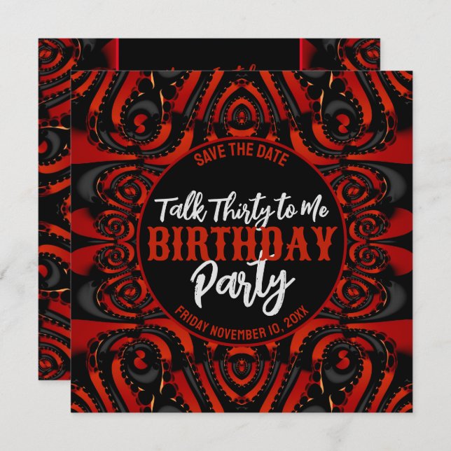 Gothday Talk 30 Black + Red Party Einladung (Vorne/Hinten)